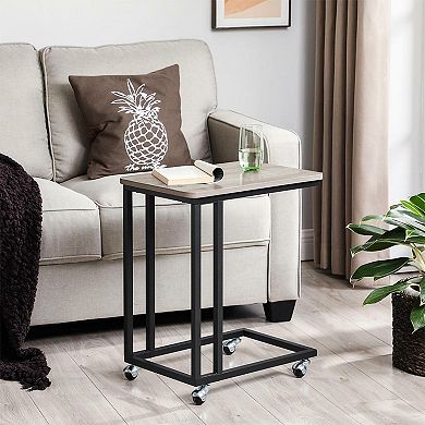 Modern End Table in Light Ivory and Black Finish - Stylish Furniture for Home