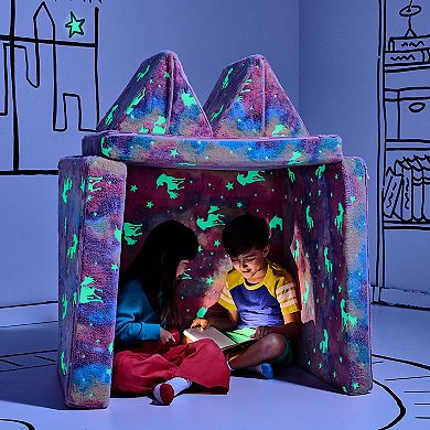 Yourigami 4-Piece Glow-in-the-Dark Folding Convertible Kids' Play Couch Set