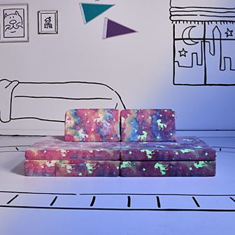 Yourigami 4 pc Glow-in-the-Dark Folding Convertible Kids' Play Couch Set