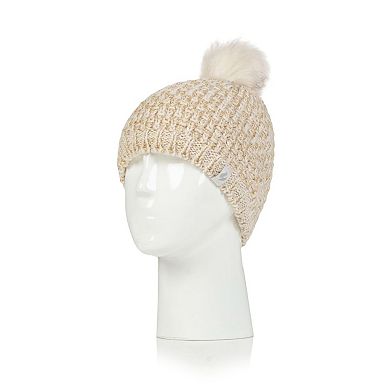 Women's Heat Holders Heatweaver Basket Weave Pom Hat