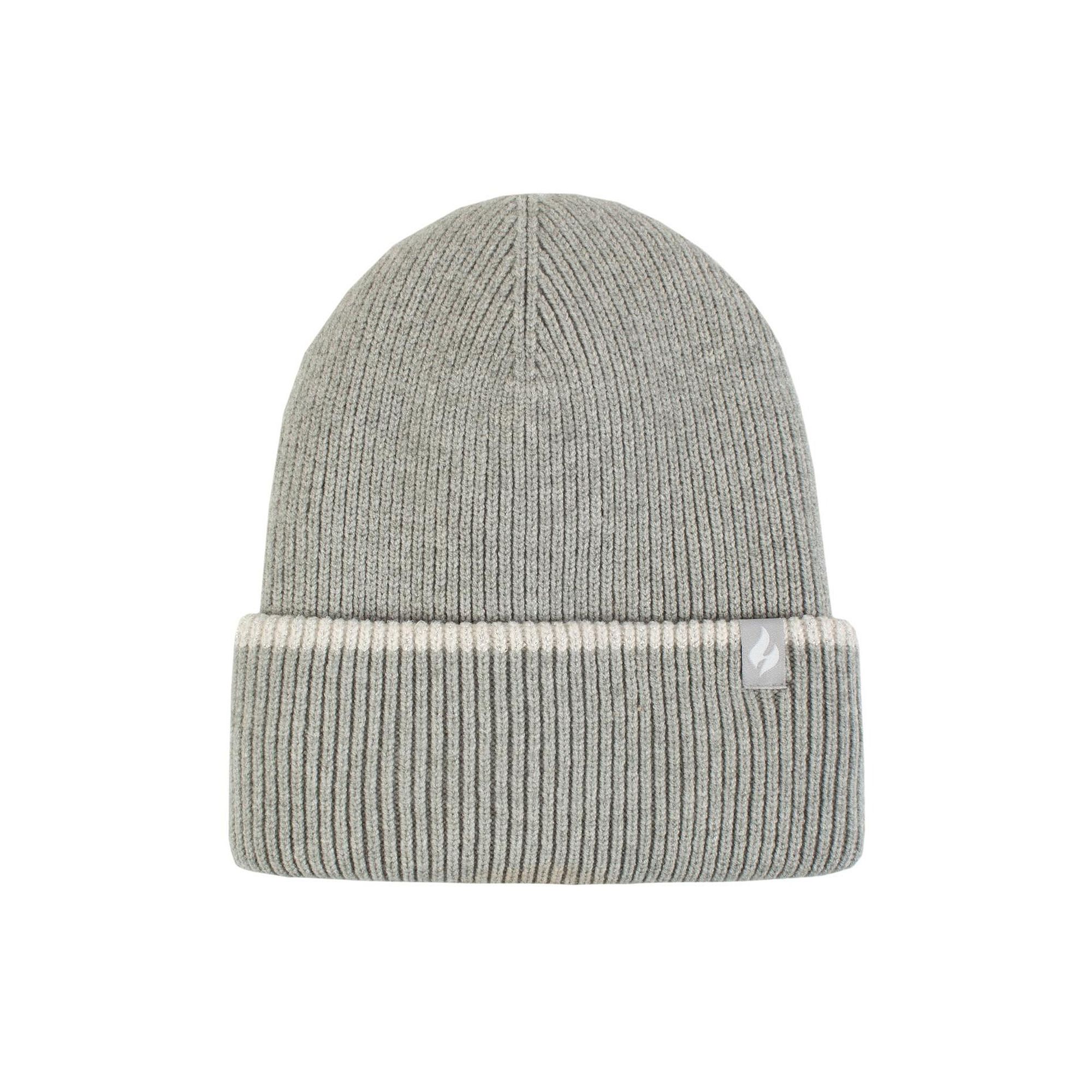 Womens Heat Holders Heatweaver Sparkle Striped Roll Up Hat, Light Gray