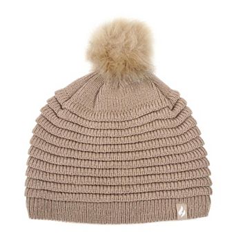Women's Heat Holders Heatweaver Rib Knit Pom Pom Hat