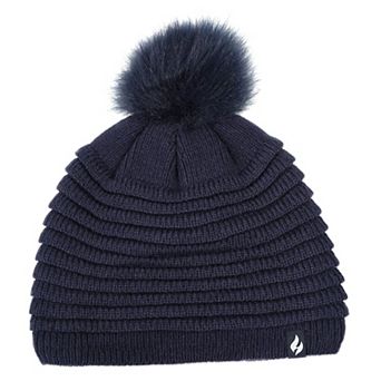 Women's Heat Holders Heatweaver Rib Knit Pom Pom Hat