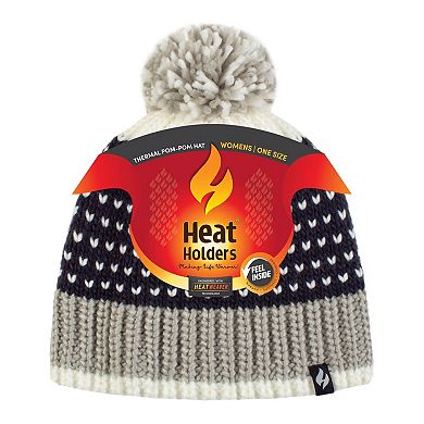 Women's Heat Holders Heatweaver Patterned Pom Pom Hat