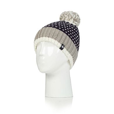 Women's Heat Holders Heatweaver Patterned Pom Pom Hat