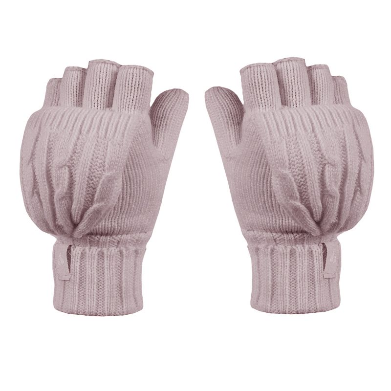 Women's Heat Holders Heatweaver Cable Knit Convertible Mittens, Purple