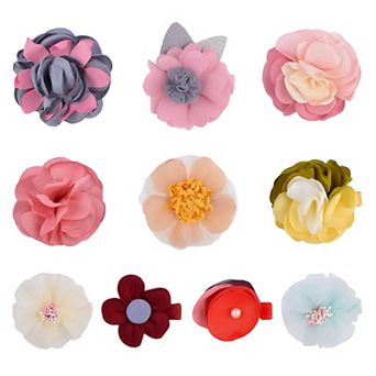 Baby Girls Flower Barrettes Bows Set 10 pc