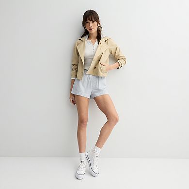 Juniors' SO® Seersucker High Rise Elastic Waist Shorts