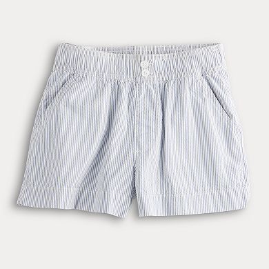 Juniors' SO® Seersucker High Rise Elastic Waist Shorts