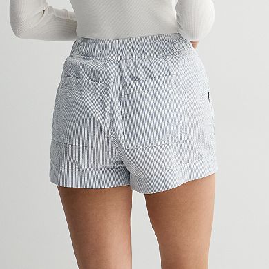 Juniors' SO® Seersucker High Rise Elastic Waist Shorts