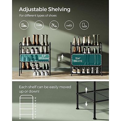 Height-adjustable Metal Shoe Rack For Entryway, Hallway, Closet