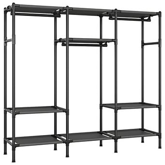 Heavy Duty Wardrobe Closet Organizer With Hanging Rails And Shelves