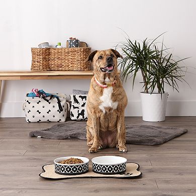 Bone Dry Pet Bowl - Lattice Black 2-pc. Set