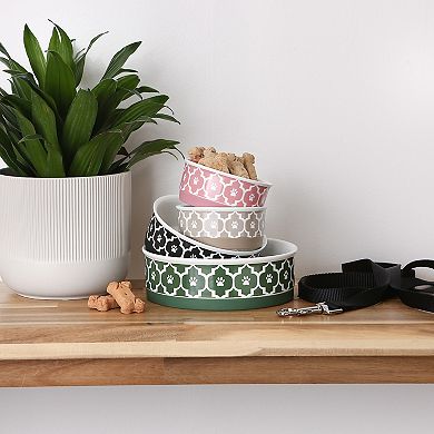 Bone Dry Pet Bowl - Lattice Black 2-pc. Set
