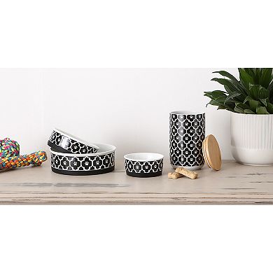 Bone Dry Pet Bowl - Lattice Black 2-pc. Set
