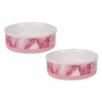 Bone Dry Pet Bowl - Pink Marble 2 pc Set