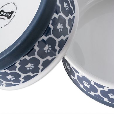 Bone Dry Pet Bowl Lattice Nautical Blue 2-pc. Set