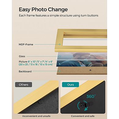 Picture Frames, Collage Photo Frames, Clear Glass Front Set Of 10