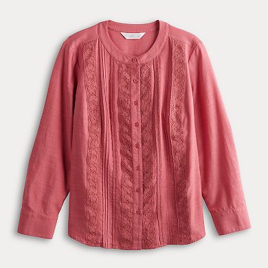 Women's LC Lauren Conrad Button-Front Embroidered Top