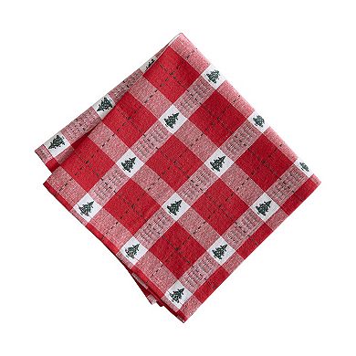 Sherwood Tree Dobby Holiday Cotton Napkins, 17"x17", Set Of 8