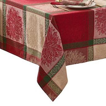 Prestige Poinsettia Cotton Jacquard Rectangle Tablecloth