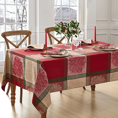 Prestige Poinsettia Cotton Jacquard Rectangle Tablecloth
