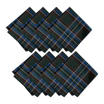 Stowe Tartan Holiday Plaid Cotton Napkins, 17"x17", Set Of 8