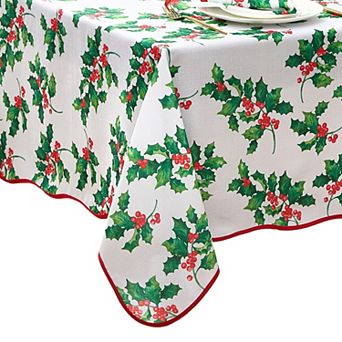 Vintage Holly Scallop Border Rectangle Tablecloth
