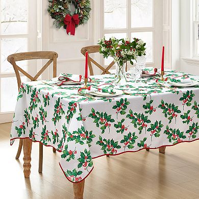 Vintage Holly Scallop Border Rectangle Tablecloth