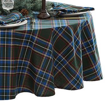 Stowe Tartan Holiday Plaid Cotton Oval Tablecloth