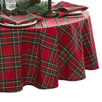 Stowe Tartan Holiday Plaid Cotton Oval Tablecloth