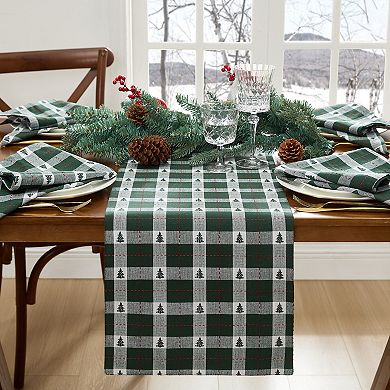 Sherwood Tree Dobby Holiday Cotton Table Runner, 13"x70"