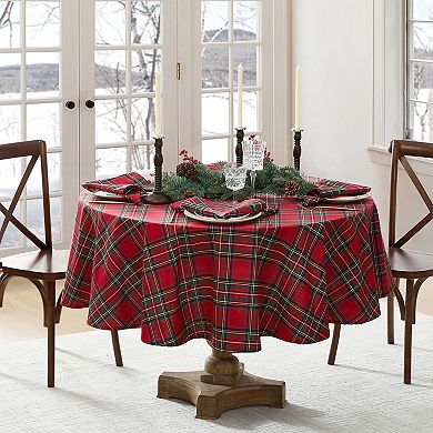 Stowe Tartan Holiday Plaid Cotton 70" Round Tablecloth