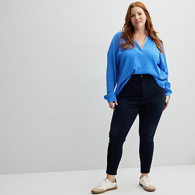 Plus Size Sonoma Goods For Life® Relaxed Waffle Knit Henley