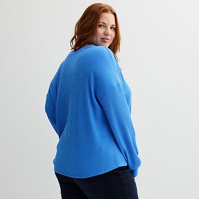 Plus Size Sonoma Goods For Life® Relaxed Waffle Knit Henley
