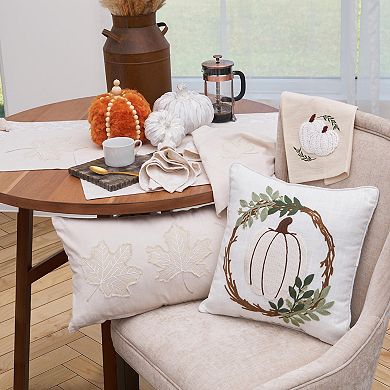 C&F Home White Pumpkin Wreath Fall Throw Pillow