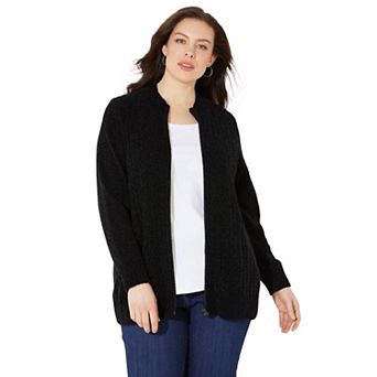 Catherines Women's Plus Size Cozy Chenille Zip Cardigan