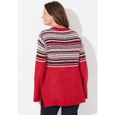 Catherines Women's Plus Size Fair Isle Pullover Sweater