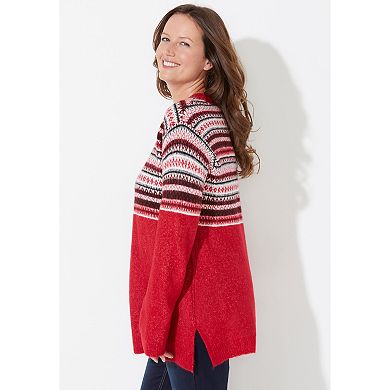 Catherines Women's Plus Size Fair Isle Pullover Sweater