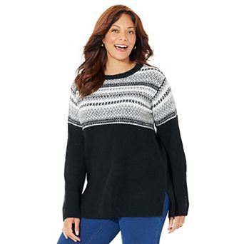 Catherines Women's Plus Size Fair Isle Pullover Sweater