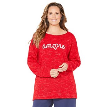 Catherines Women's Plus Size Liz&Me Heart & Soul Stripe Sweater