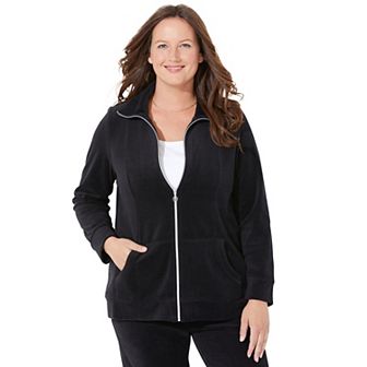 Catherines Women's Plus Size Cozy Velour Jacket