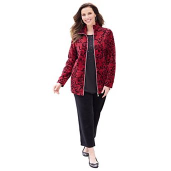 Catherines Women's Plus Size Cozy Velour Jacket