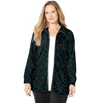Catherines Women's Plus Size Cozy Velour Jacket
