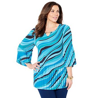 Catherines Women's Plus Size Affinity Chain Pleated Blouse