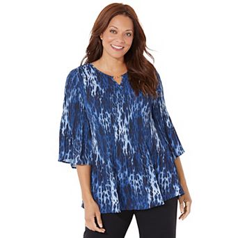 Catherines Women's Plus Size Affinity Chain Pleated Blouse