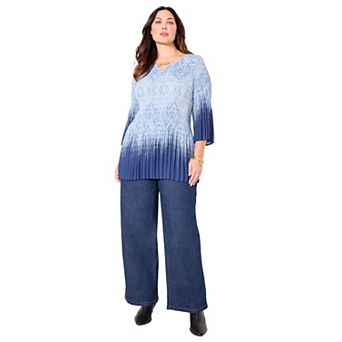 Catherines Women's Plus Size Petite Affinity Chain Pleated Blouse