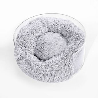 Bette Small/medium Modern Lucite Calming Fluffy Donut Pet Bed With Washable Cover