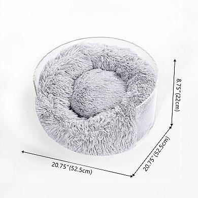 Bette Small/medium Modern Lucite Calming Fluffy Donut Pet Bed With Washable Cover