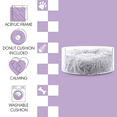 Bette Small/medium Modern Lucite Calming Fluffy Donut Pet Bed With Washable Cover